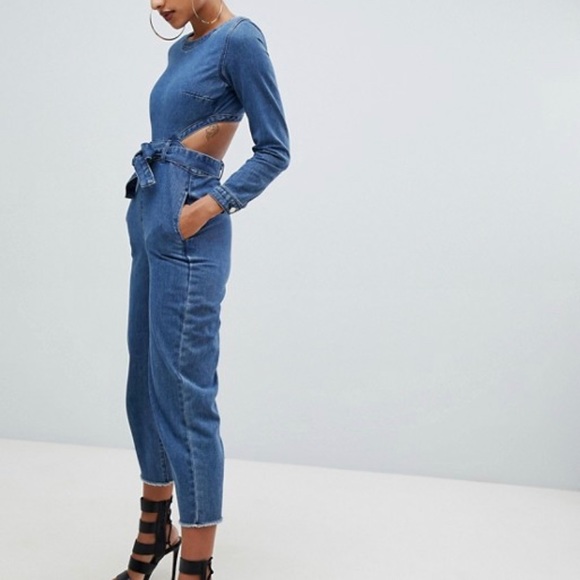 missguided denim jumpsuit